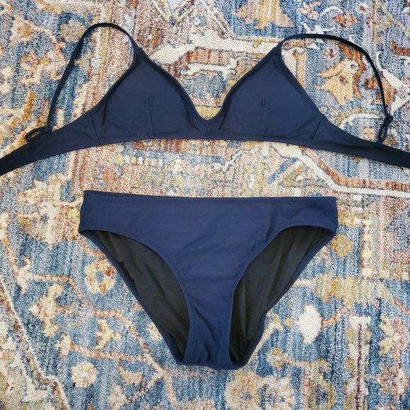 J. Crew Navy French Bikini Swimsuit Small - Picture 1 of 2
